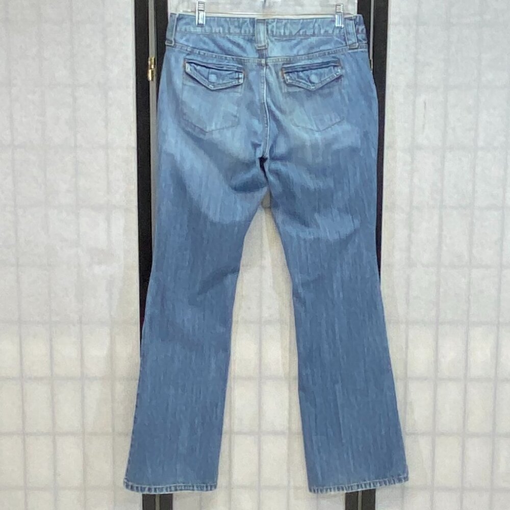 Arizona Jean Co Patch Pocket Flare Jeans 9 Medium Wash Retro 70s Style Denim - Picture 2 of 13
